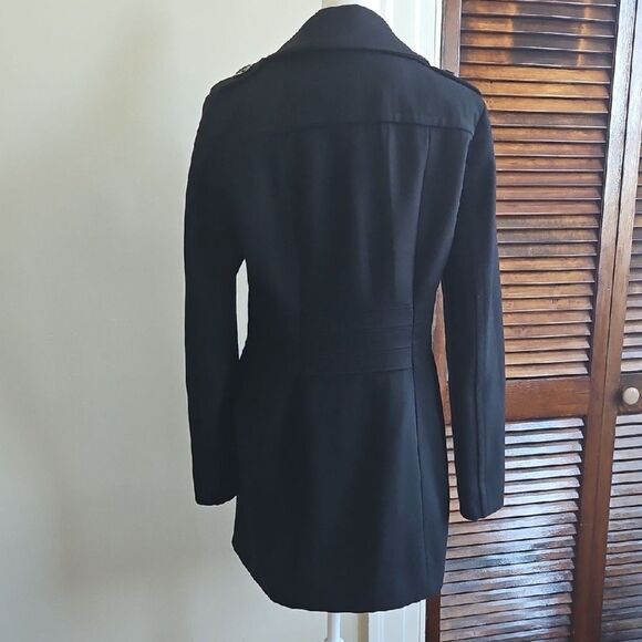Kenneth Cole Size 4 New York Double-Breasted Wool Blend Black Pea Coat - Picture 2 of 12